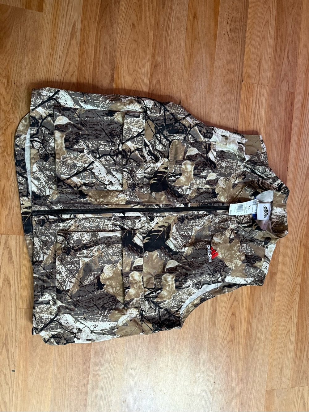 adidas Camouflage Zip-Front Vest in Brown and Olive